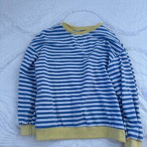 Women Oversized Striped Color Block Long Sleeve Crew Neck Sweatshirt